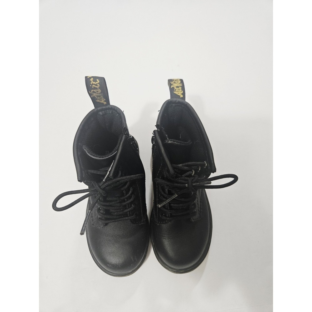 Dr Martens Toddler Kids Size 9 US Black Leather Boots Zip Side Unisex AW004 - Picture 3 of 9
